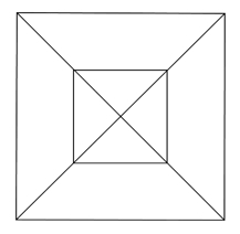 En tegning med flere trekanter. 